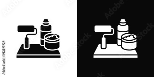 Flat Roof Icon In Black And White Style