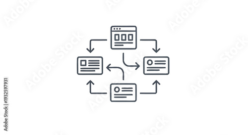 Diagram illustrating interconnected web pages and data flow.
