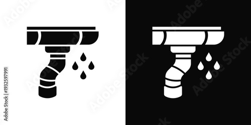 Roof Drainage Icon In Black And White Style