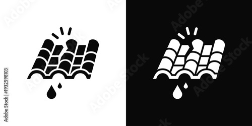 Roof Damage Icon In Black And White Style