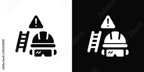 Roof Safety Icon In Black And White Style