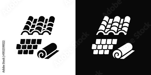 Roof Material Icon In Black And White Style
