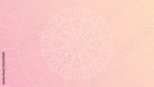 Round mandala on colorfull gradient background. Pink. Translucent mesh pattern in the form of a mandala.