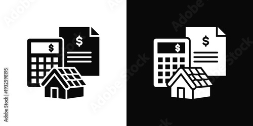 Roof Cost Estimate Icon In Black And White Style
