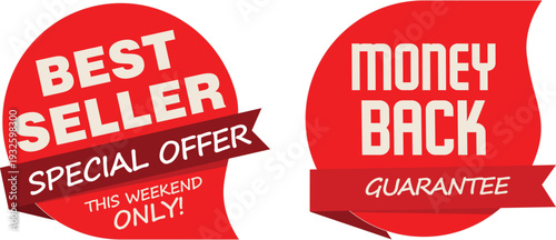 Best seller and money back guarantee labels