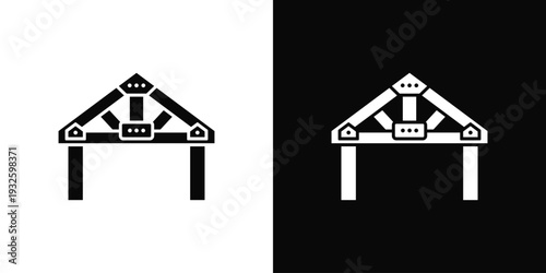 Roof Truss Icon In Black And White Style
