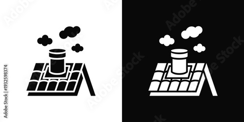 Roof Vent Pipe Icon In Black And White Style