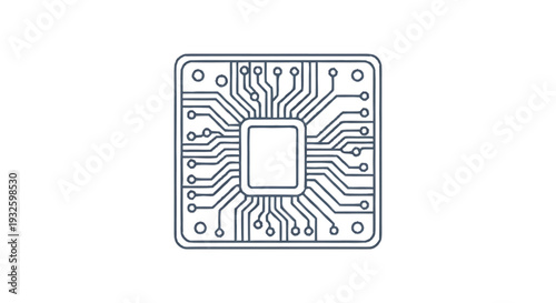 Detailed Illustration of a Microchip with Many Connections.