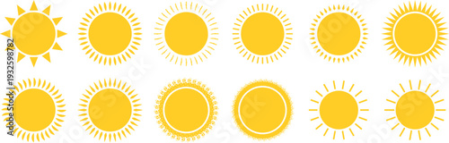 Sun icons collection. Shine sun ray set.  Vector illustration 
