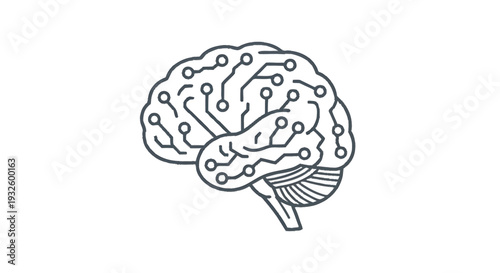 Digital Brain with Circuits and Connections.