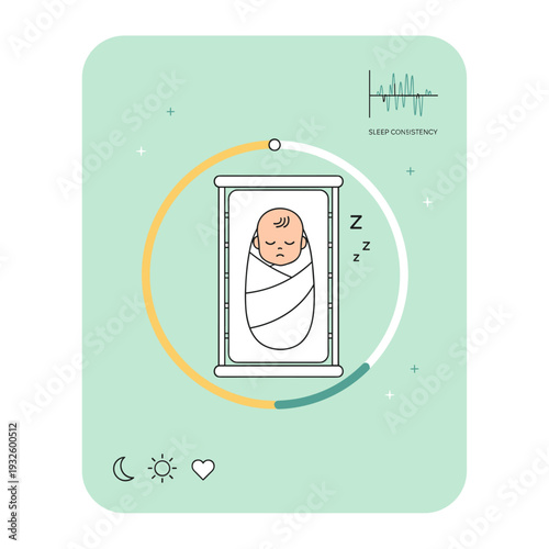 Flat Vector Illustration of a Baby Sleep Monitor App
