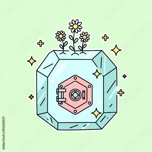 Flat Vector Cold Storage Crypto Wallet Illustration