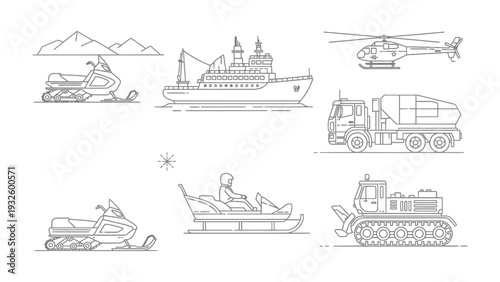Diverse Transport Collection: A captivating set of transport illustrations, featuring various modes of transportation. 