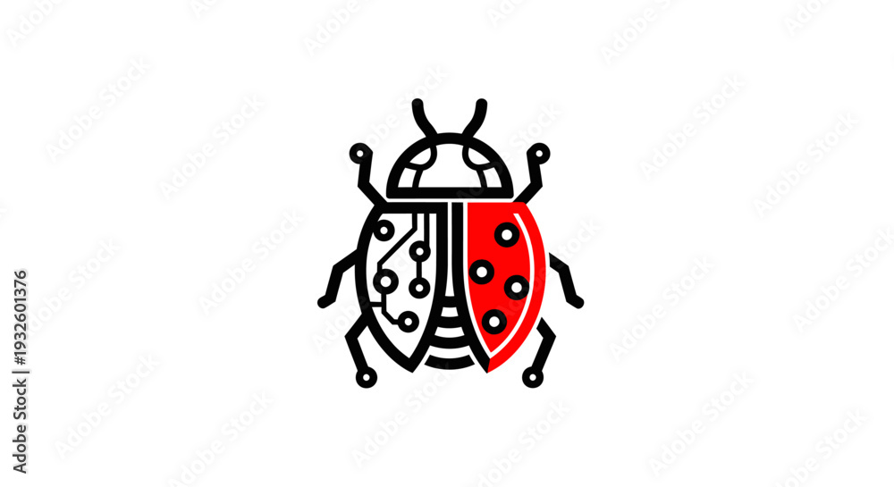 Fototapeta premium Ladybug Illustration with Red and Black Color.