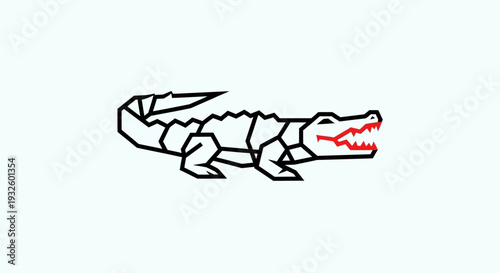 Crocodile Head Illustration with Open Mouth.