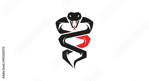 Black Snake Logo Illustration Design Element.