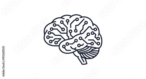 Digital Brain Circuit Board Technology Concept.