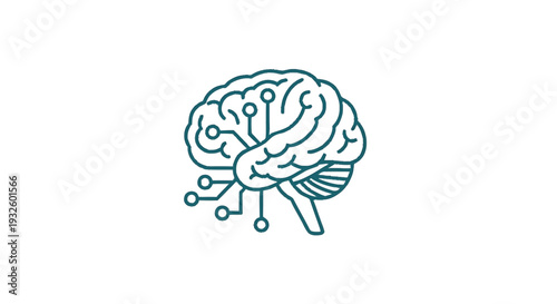 Digital Brain with Circuits and Connections.
