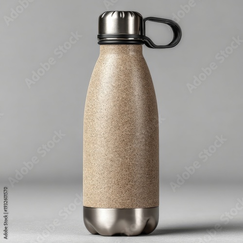 Wallpaper Mural modern metallic water bottle product shot and brown elements. Generative AI Torontodigital.ca