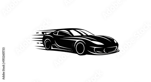Sleek Black Sports Car in Motion Graphic.