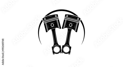 Two Pistons in a Circular Design Automotive Engine Components.