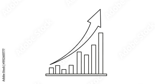 Rising graph shows business growth and financial success with upward trend.