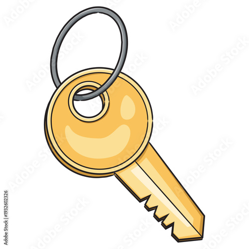 Golden yellow key cartoon