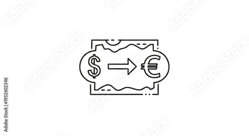 Dollar to Euro Currency Exchange Symbol Icon.