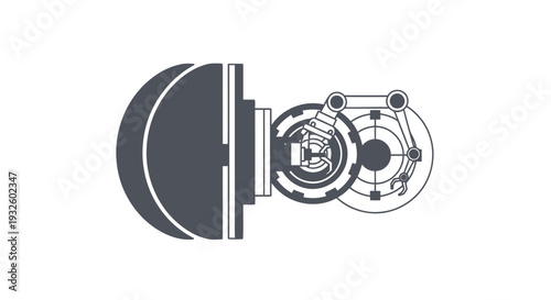 Detailed Mechanical Components Exploded View Illustration.