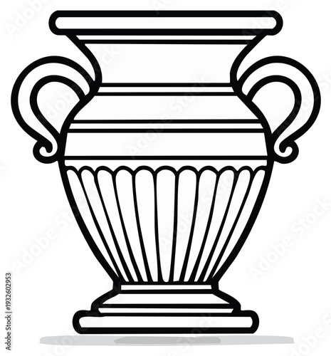Black and white illustration of an ancient Greek amphora with handles