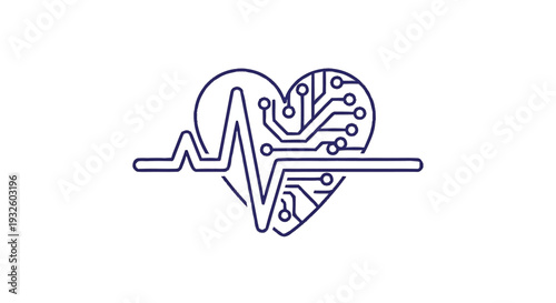 Digital Heartbeat Circuit Board Technology Medical Concept.