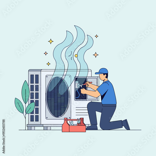 Air Conditioner Repair Service Minimalist Vector Illustration