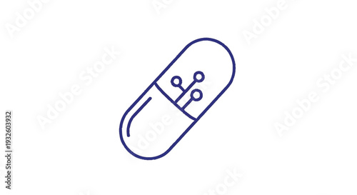 Digital Pill Icon Representing Future Medicine Technology.