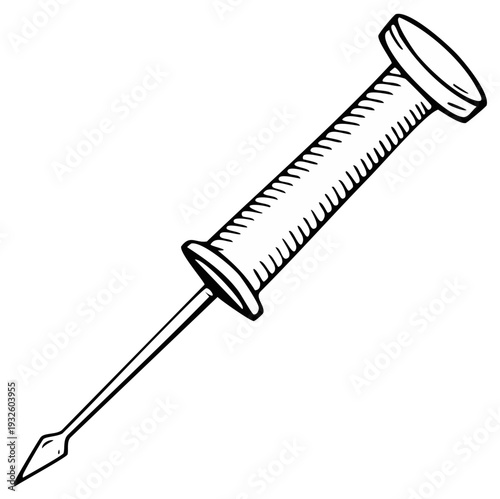 Illustration of a syringe with a needle, medical equipment, healthcare concept, hand drawn style