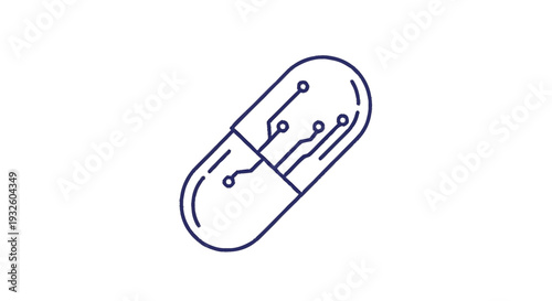 Digital Pill Icon Representing Future Medicine Technology.