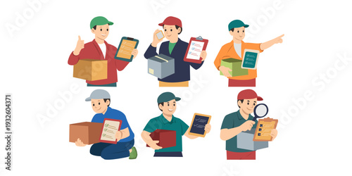 Delivery Person Holding Package and Checklist