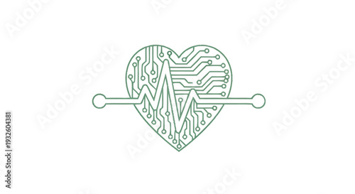 Digital Heartbeat Circuit Board Technology Symbol.