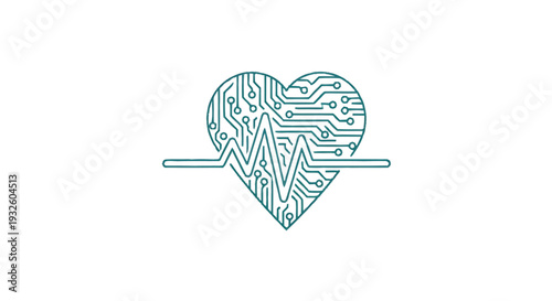 Digital Heartbeat Circuit Board Technology Symbol.