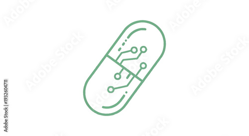 Digital Pill Icon Representing Future Medicine Technology.