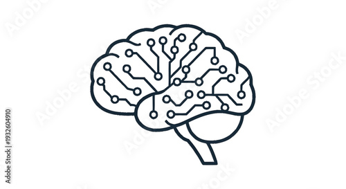 Digital Brain Circuitry Representing Artificial Intelligence and Neural Networks.