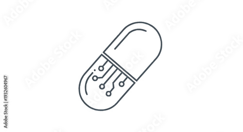Digital Pill Icon Representing Future Medicine Technology.