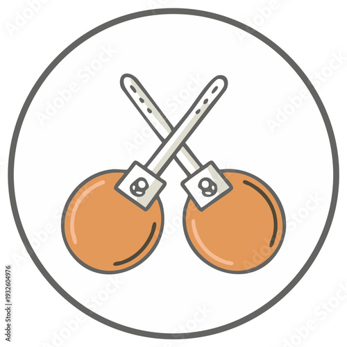 Illustrated Handcuffs Icon Round Design Symbol Law Enforcement Concept