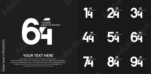 Anniversary logo set vector design, white color for celebration event