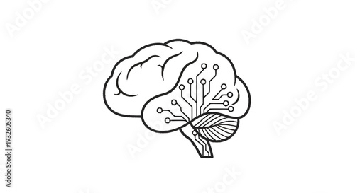 Digital Brain With Circuits Representing Artificial Intelligence.