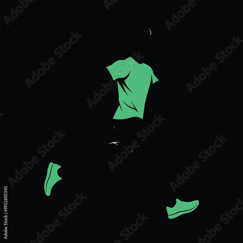 Silhouette of a runner in motion with glowing green accents.