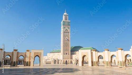 Photos Hassan II Mosque in Casablanca, Morocco build on artificial plateau above the oc