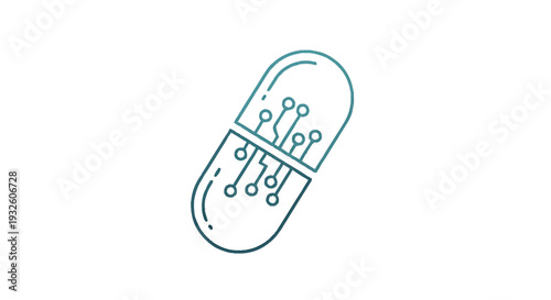 Digital Pill Icon Representing Future Medicine Technology.