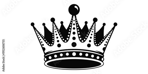 A black and white illustration of a crown with a jewel on top