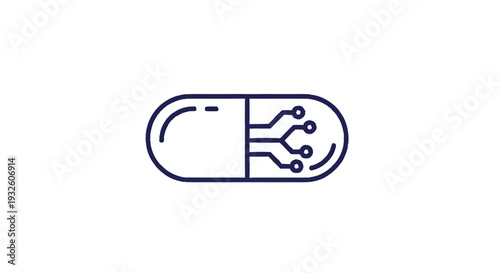 Digital Pill Icon Representing Future Medicine Technology.