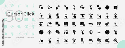 Cursor Click Solid Editable Icons set